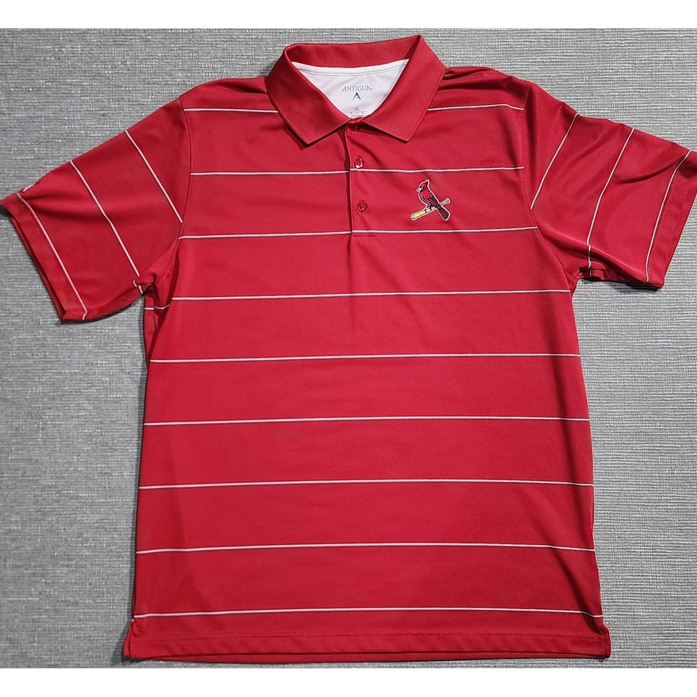 Antigua St Louis Cardinals Mens XL‎ Striped Performance Polo Shirt MLB Baseball